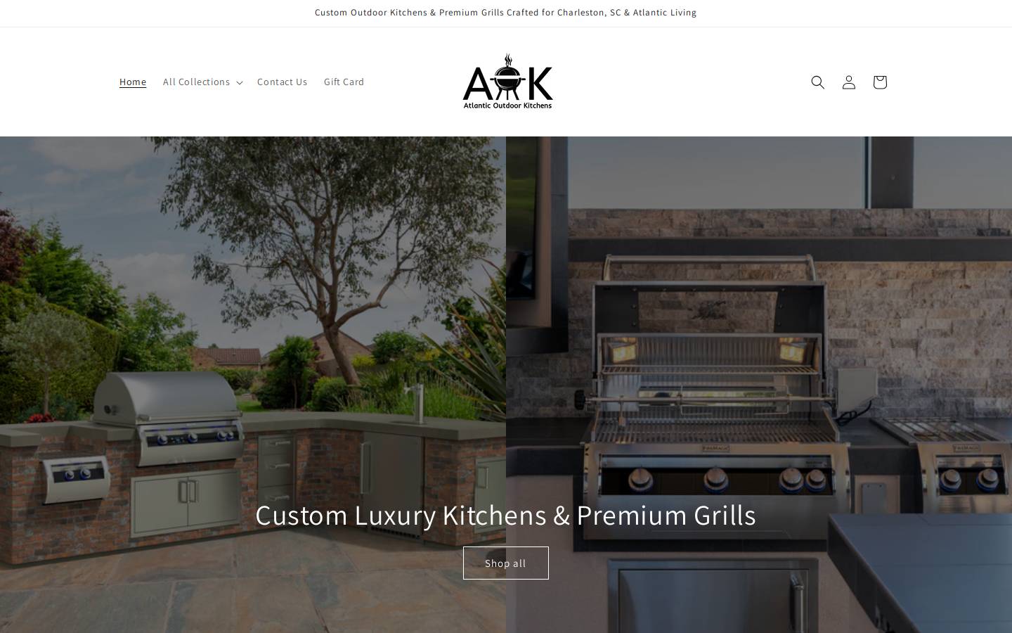 atlanticoutdoorkitchens.com homepage screenshot