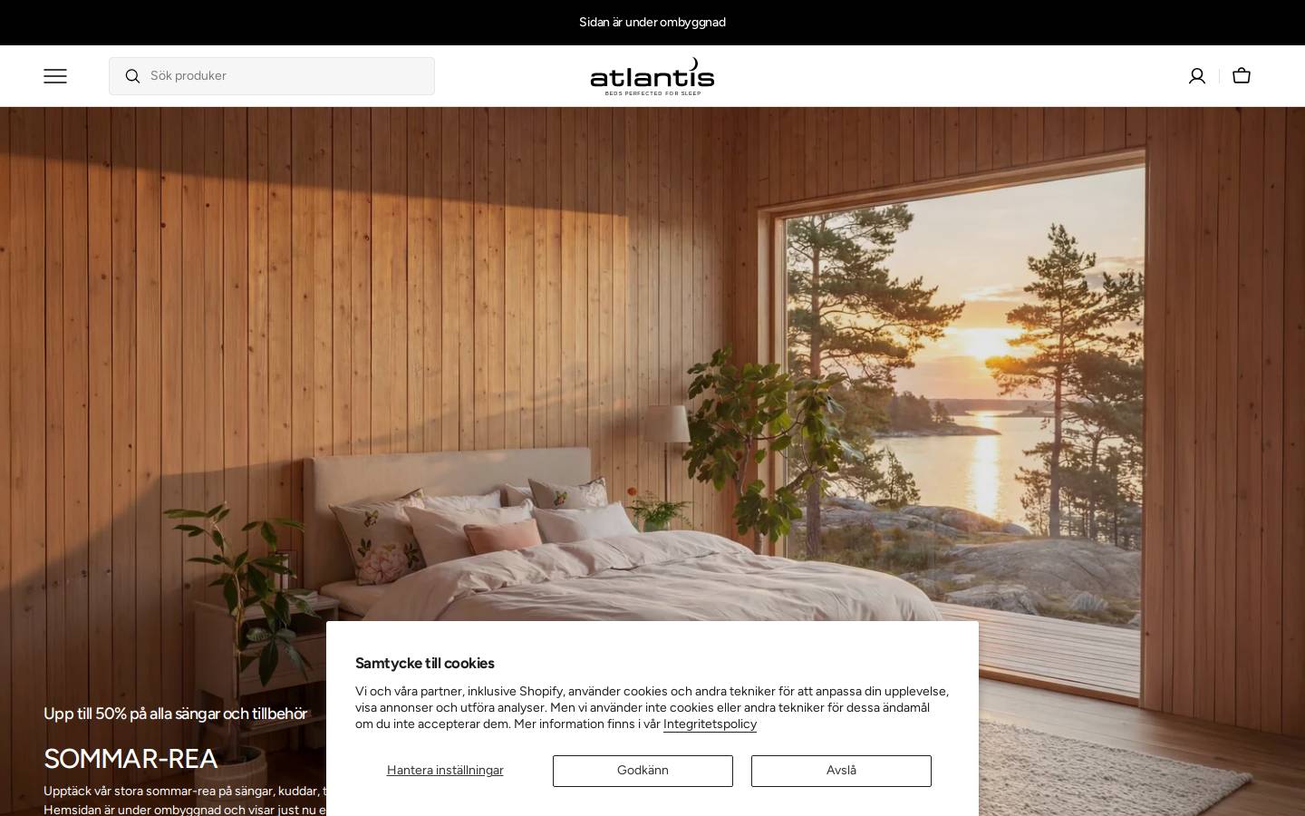 Atlantis Sängspecialisten homepage screenshot