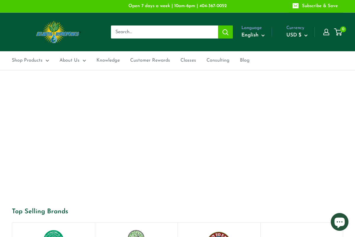 Atlantis Hydroponics homepage screenshot