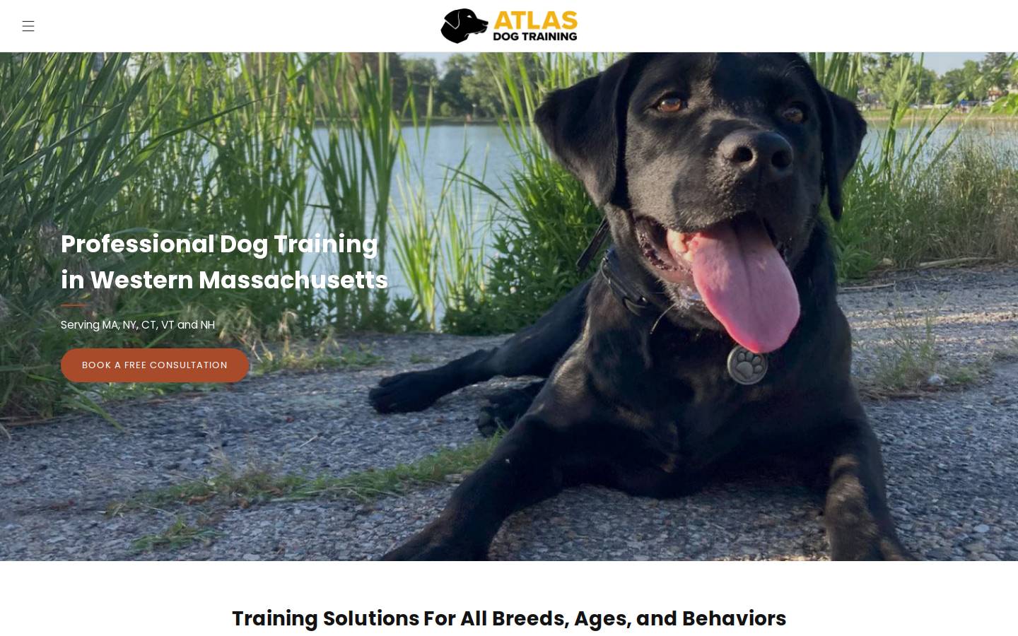 atlasdogtraining.com homepage screenshot