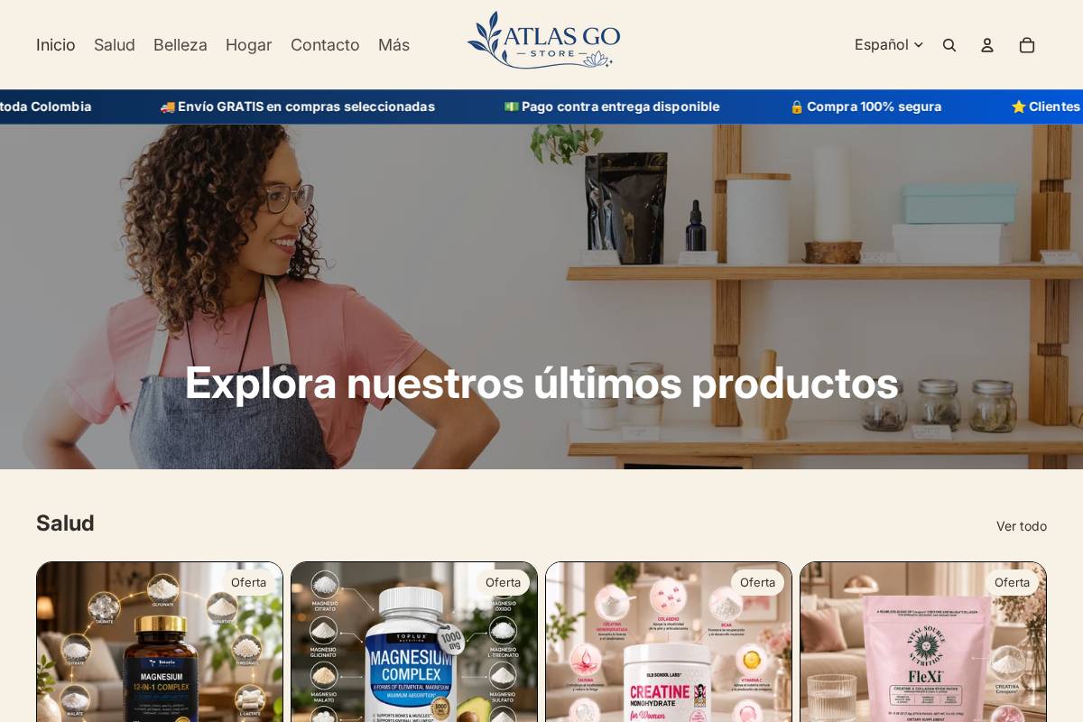 atlasgostore.com homepage screenshot