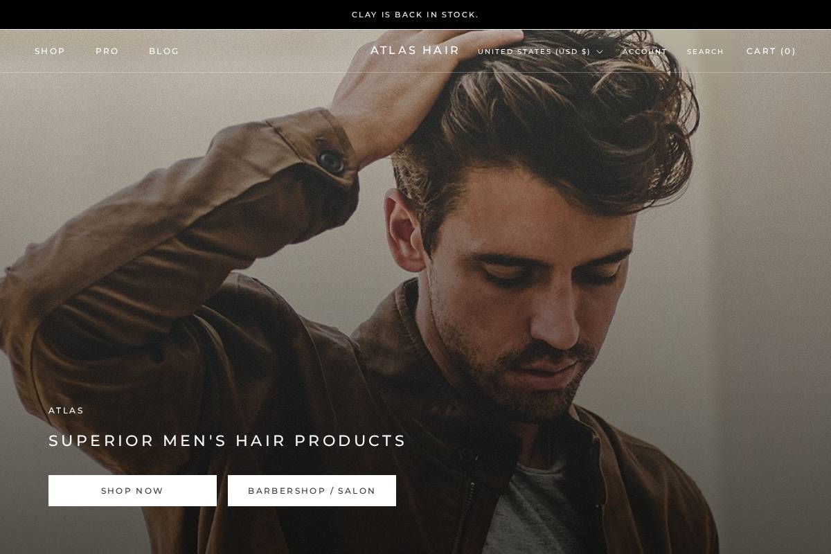 atlashair.com homepage screenshot
