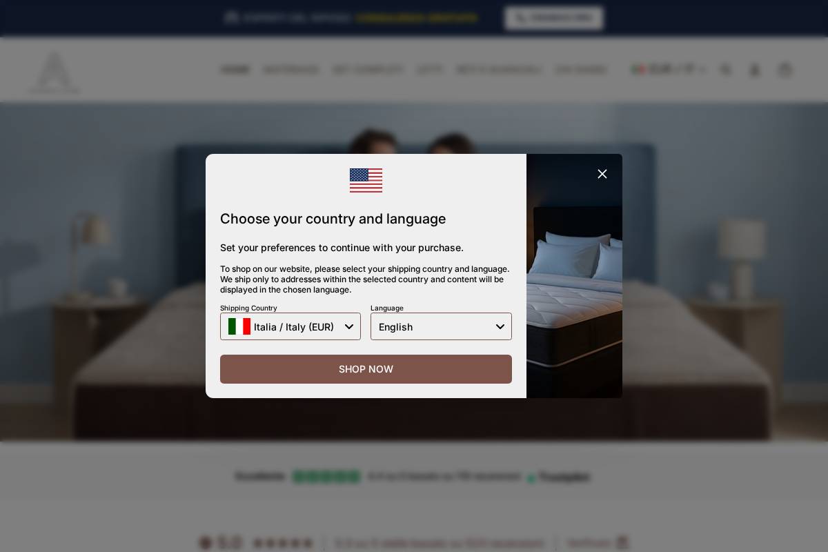 ATLAS MATERASSI & MORE homepage screenshot