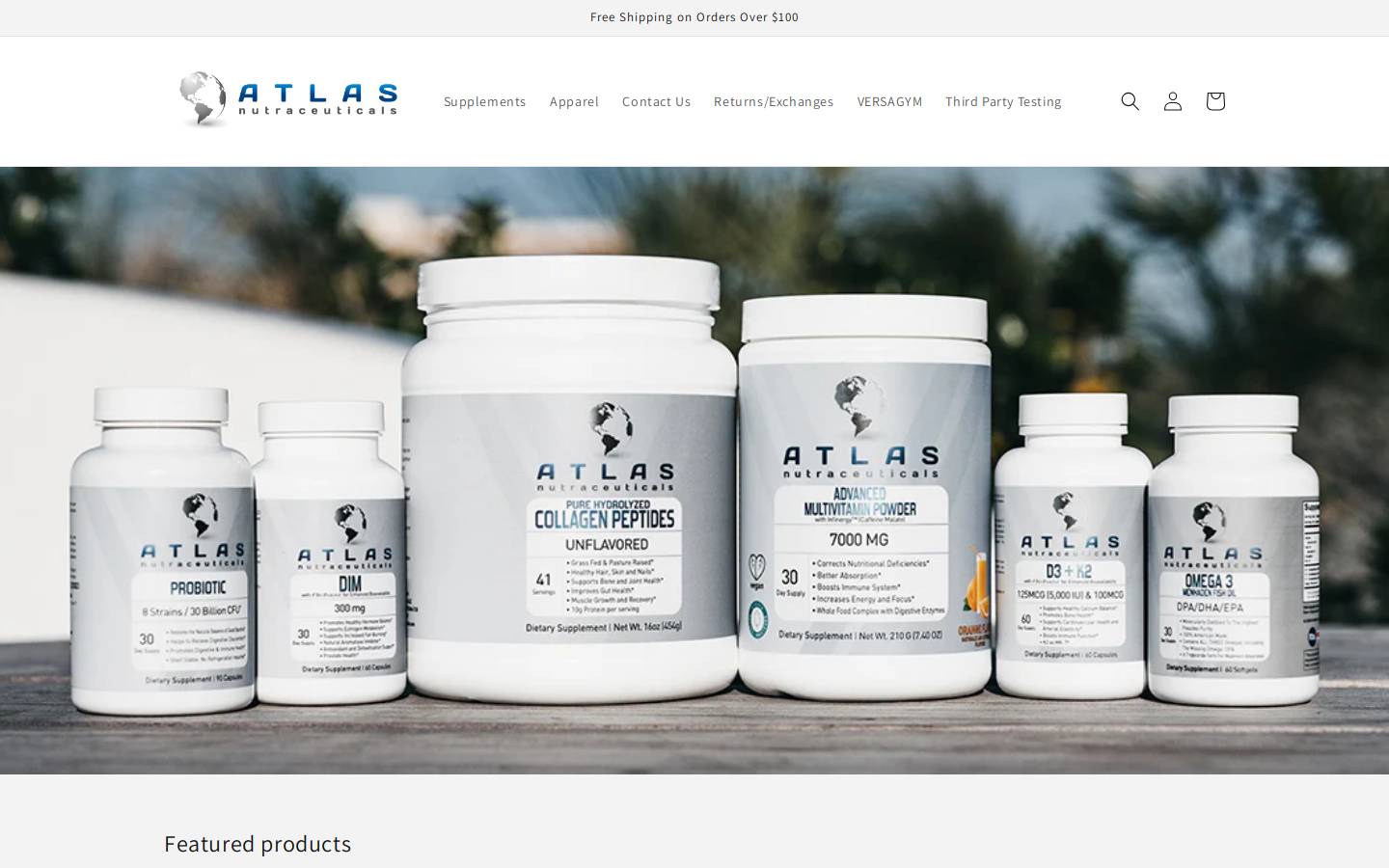 atlasnutraceuticals.com homepage screenshot