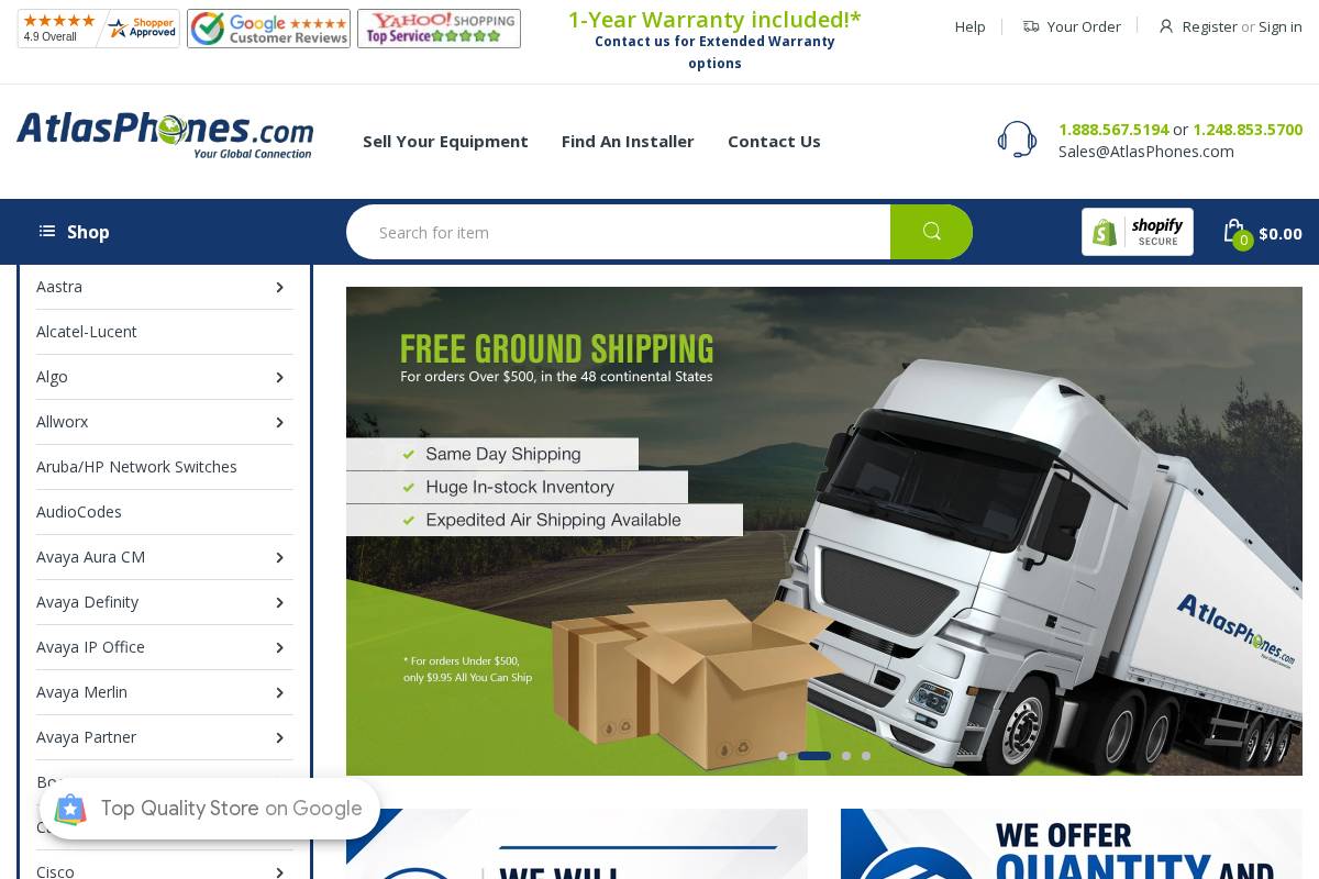 Atlasphones homepage screenshot