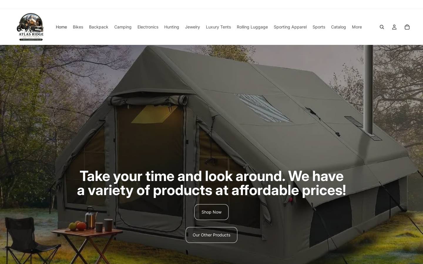 atlasridgeoutfitters.com homepage screenshot