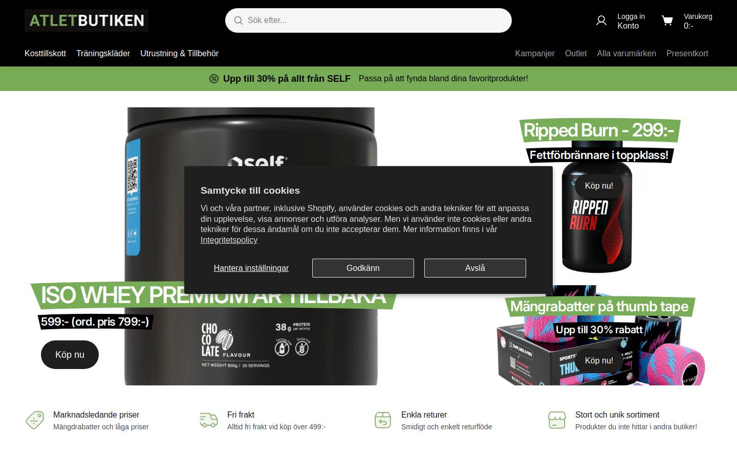 Atletbutiken homepage screenshot