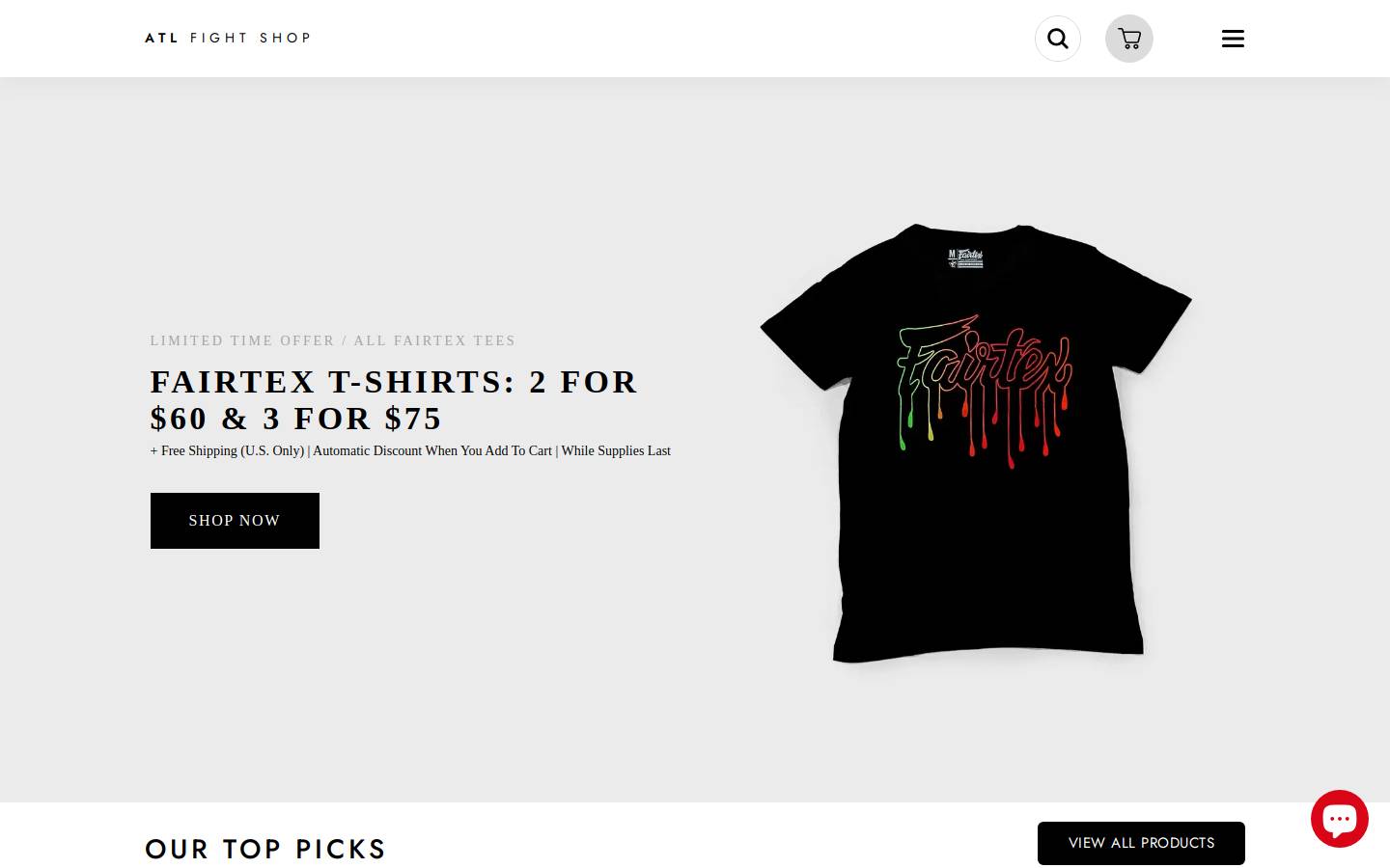 atlfightshop.com homepage screenshot