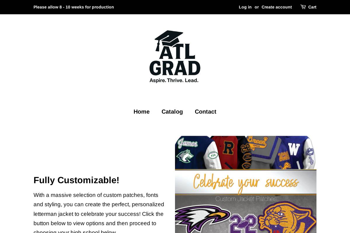 atlgradjackets.com homepage screenshot