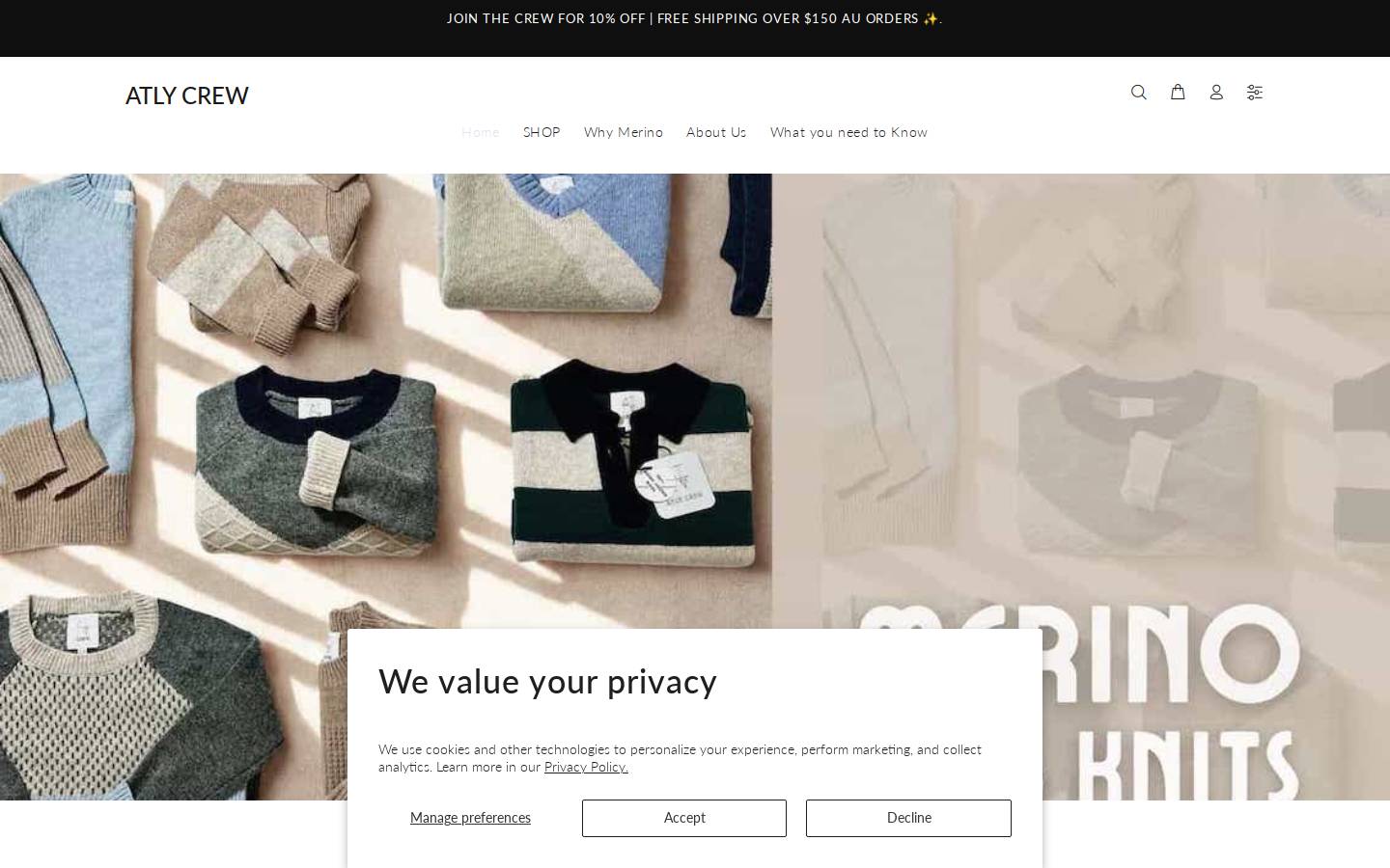 atlycrew.com homepage screenshot