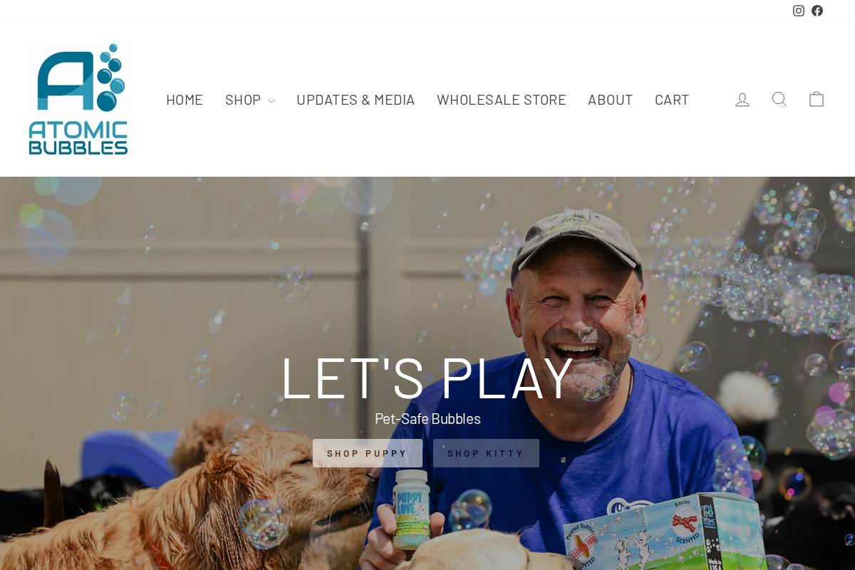 atomicbubbles.com homepage screenshot