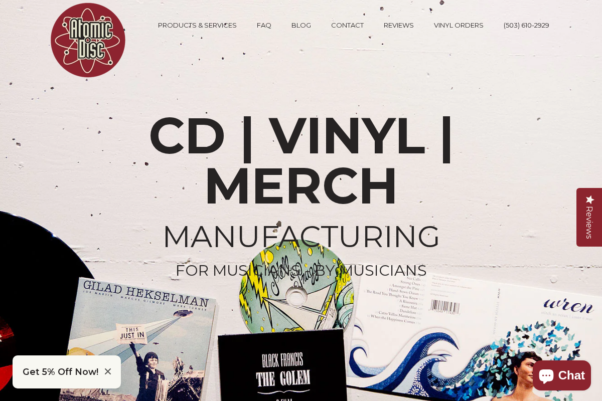 Atomic Disc homepage screenshot