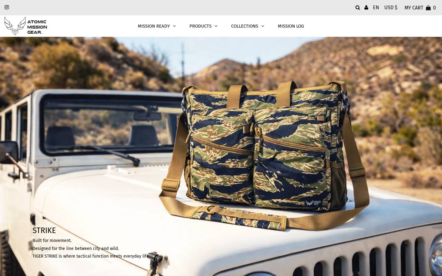 atomicmissiongear.com homepage screenshot