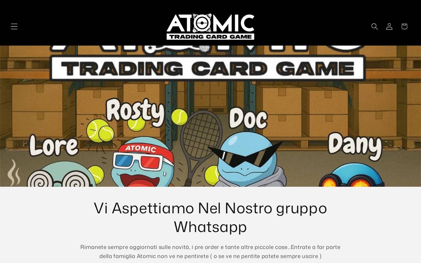 Atomictradingcardgame homepage screenshot