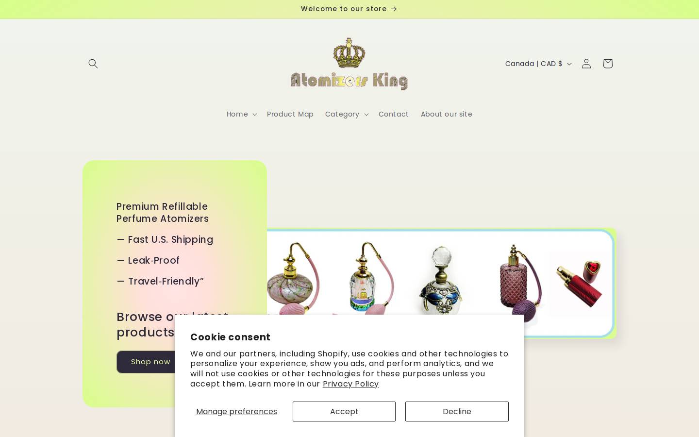 atomizersking.com homepage screenshot