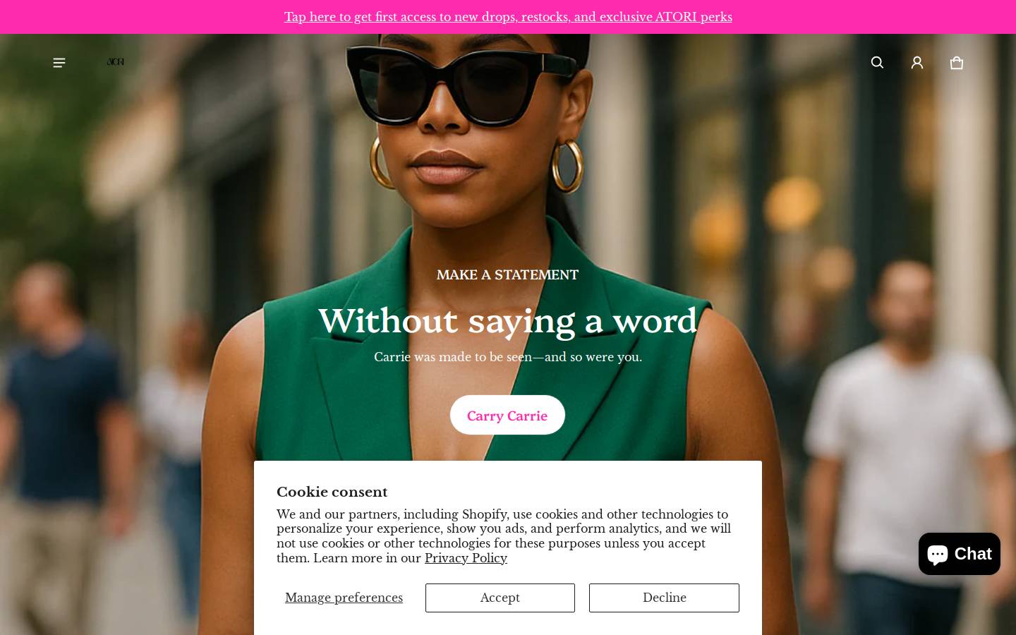 atorifashion.com homepage screenshot