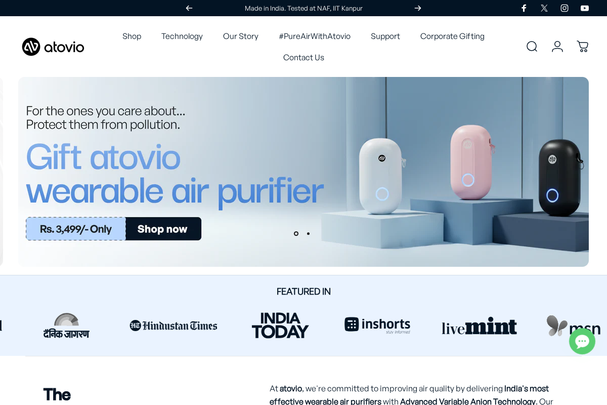 atovio.in homepage screenshot