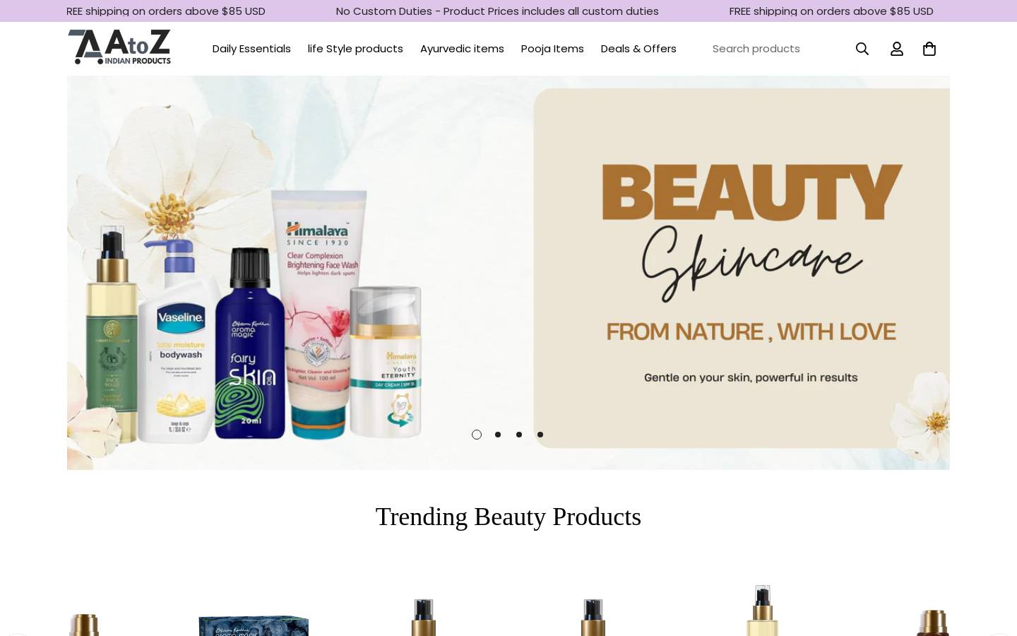 Atozindianproducts homepage screenshot