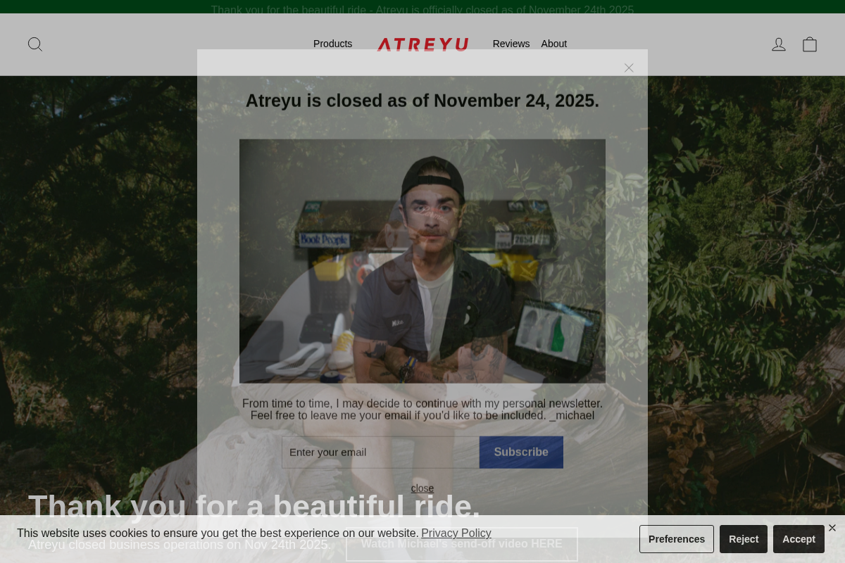 Atreyu Running Company homepage screenshot