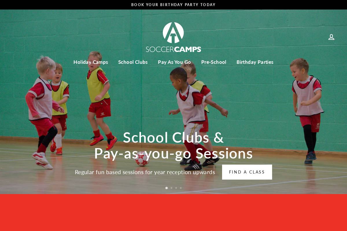 atsoccercamps.co.uk homepage screenshot