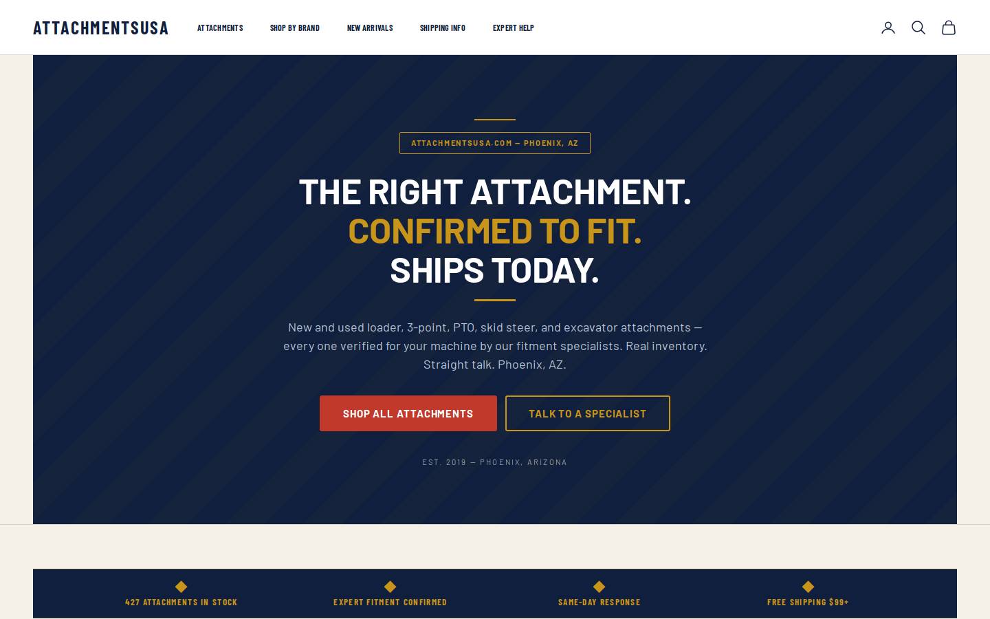 attachmentsusa.com homepage screenshot
