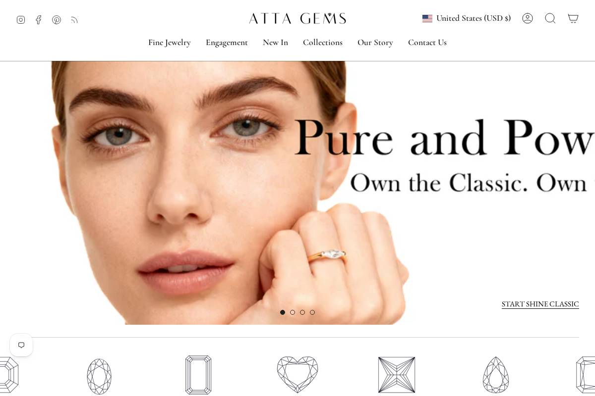 attajewelry.com homepage screenshot