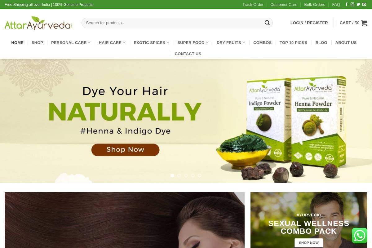 attarayurveda.com homepage screenshot