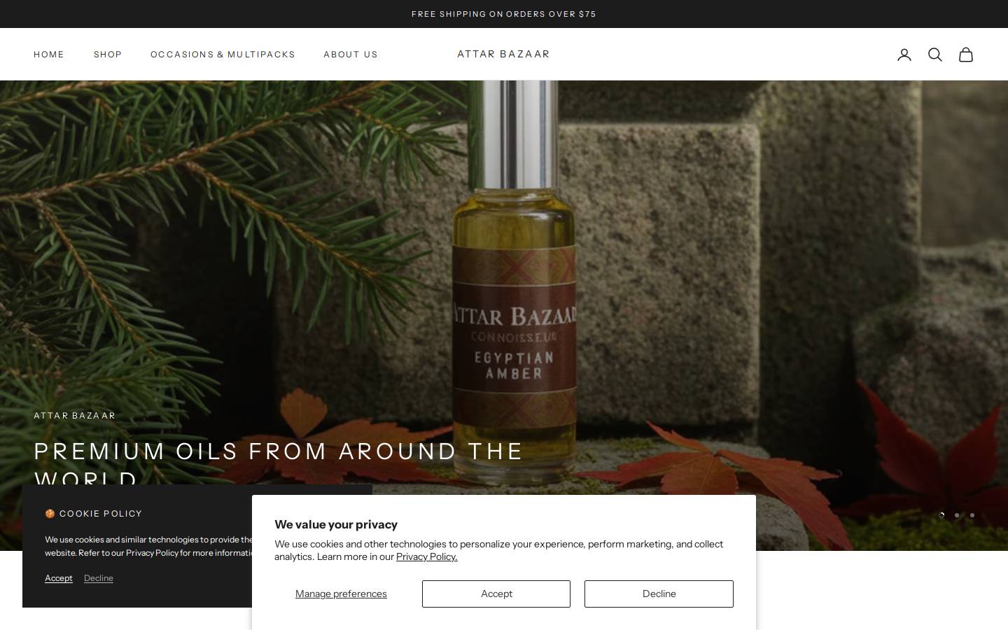 Attar Bazaar homepage screenshot