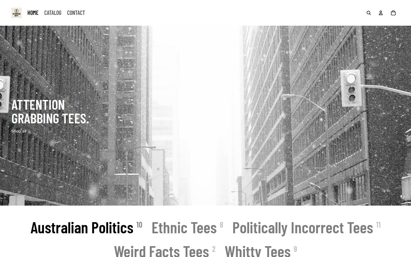 attentiondept.com homepage screenshot