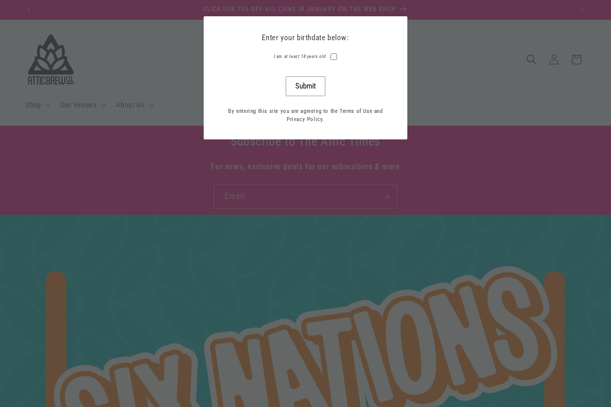 Atticbrewco homepage screenshot