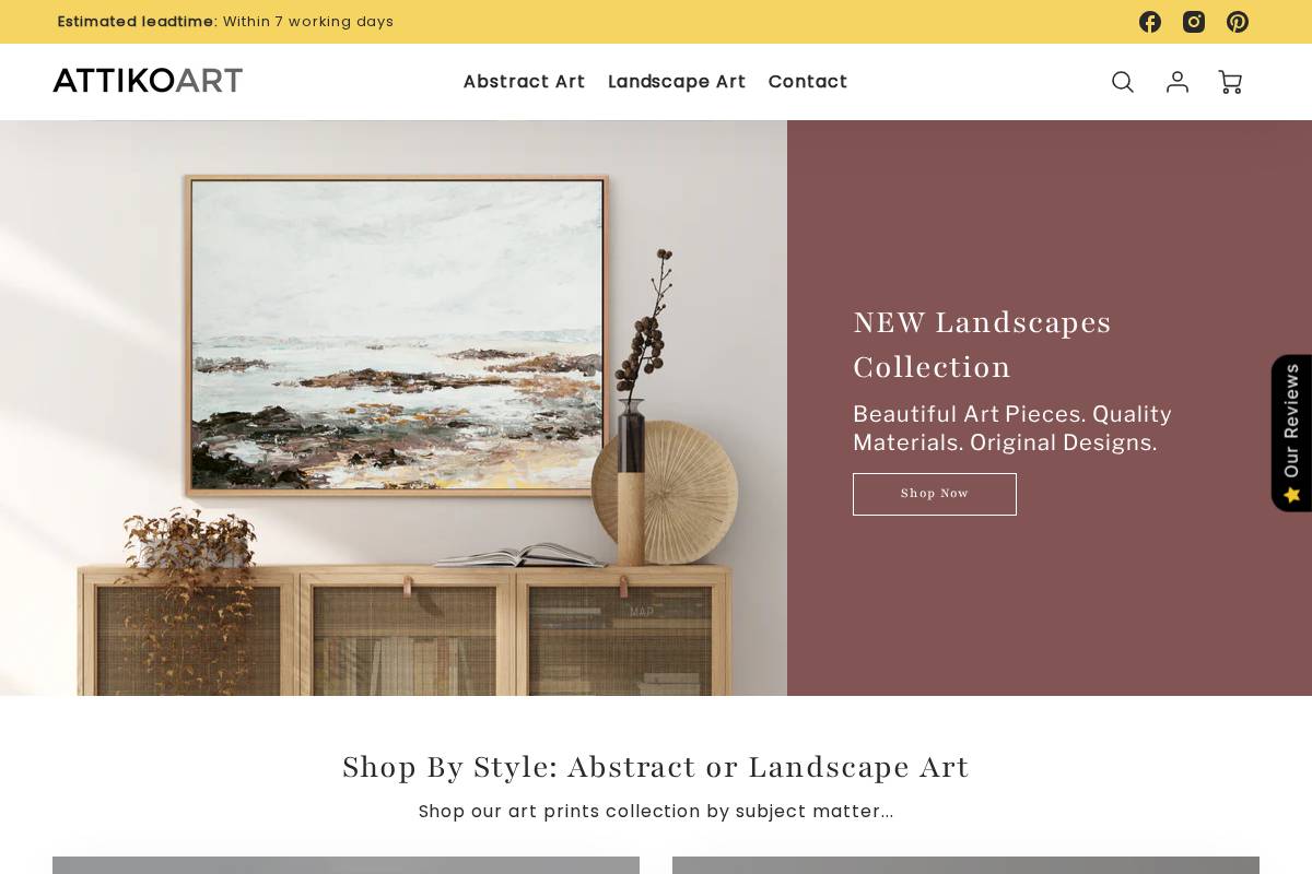 AttikoArt homepage screenshot