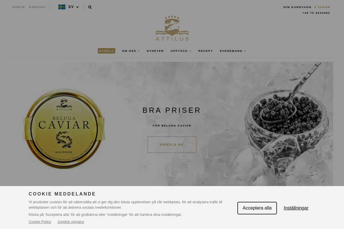 Attiluscaviar homepage screenshot