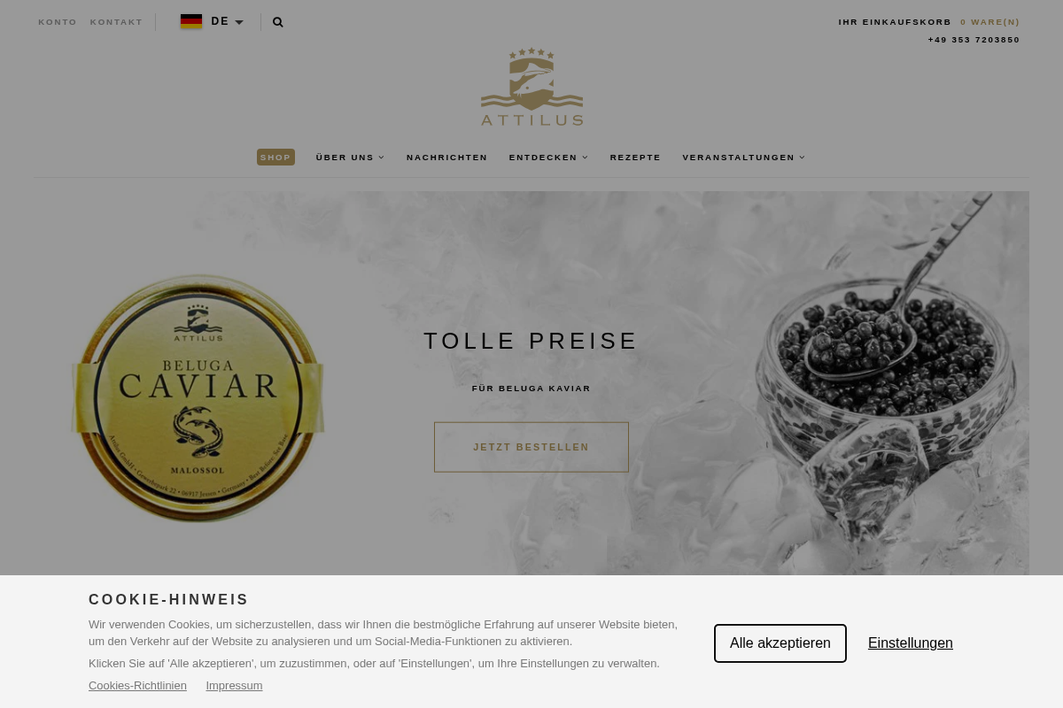 attiluskaviar.de homepage screenshot