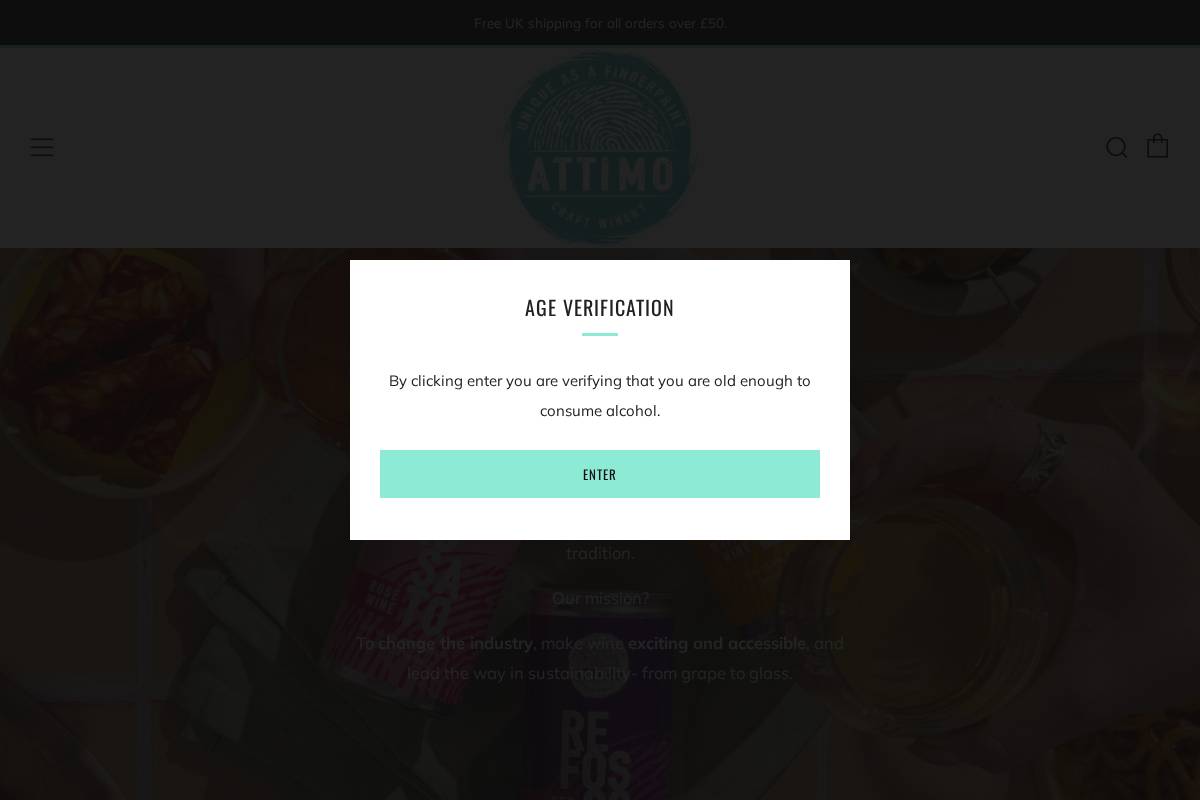 Attimo Craft Winery homepage screenshot