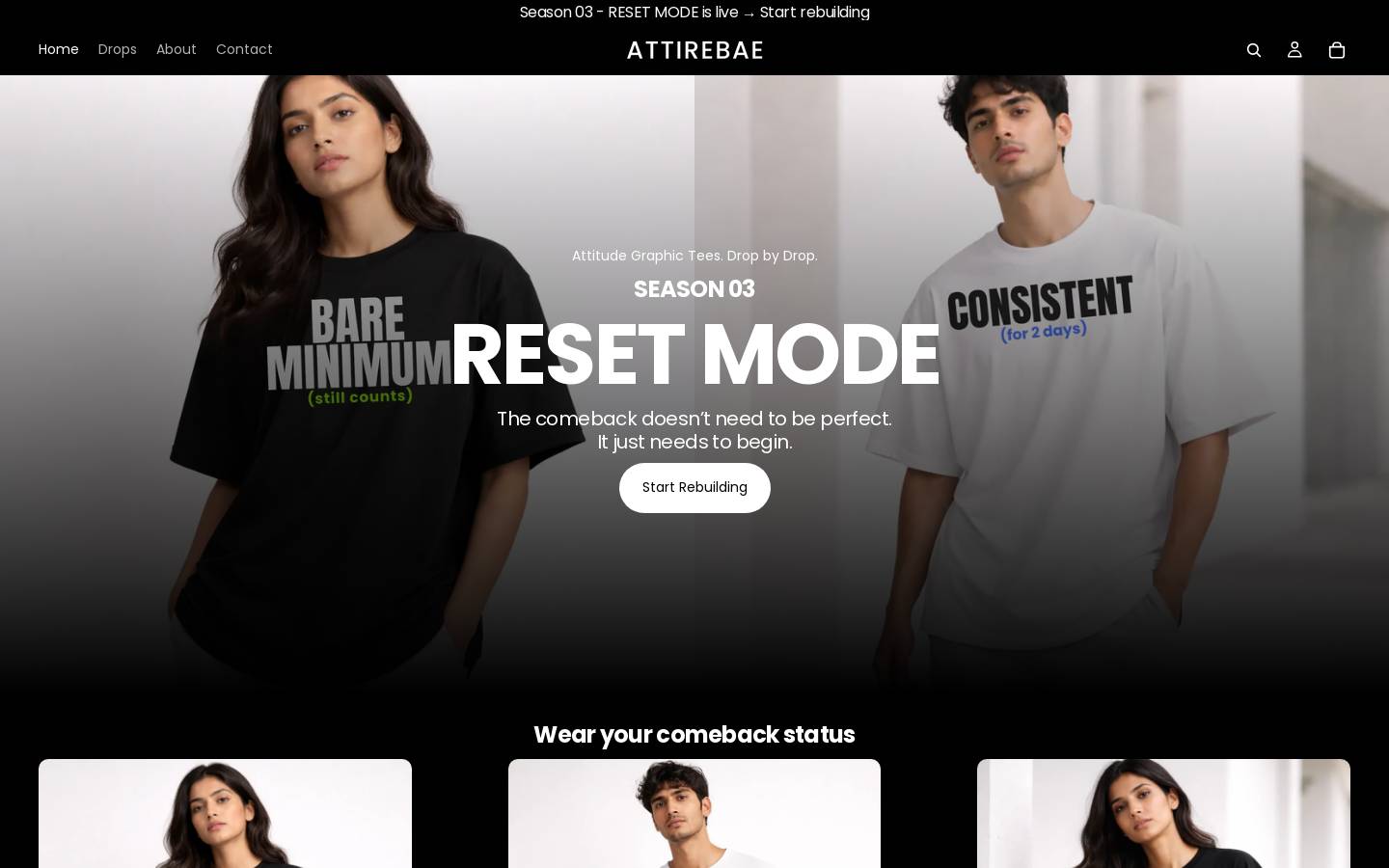 attirebae.com homepage screenshot