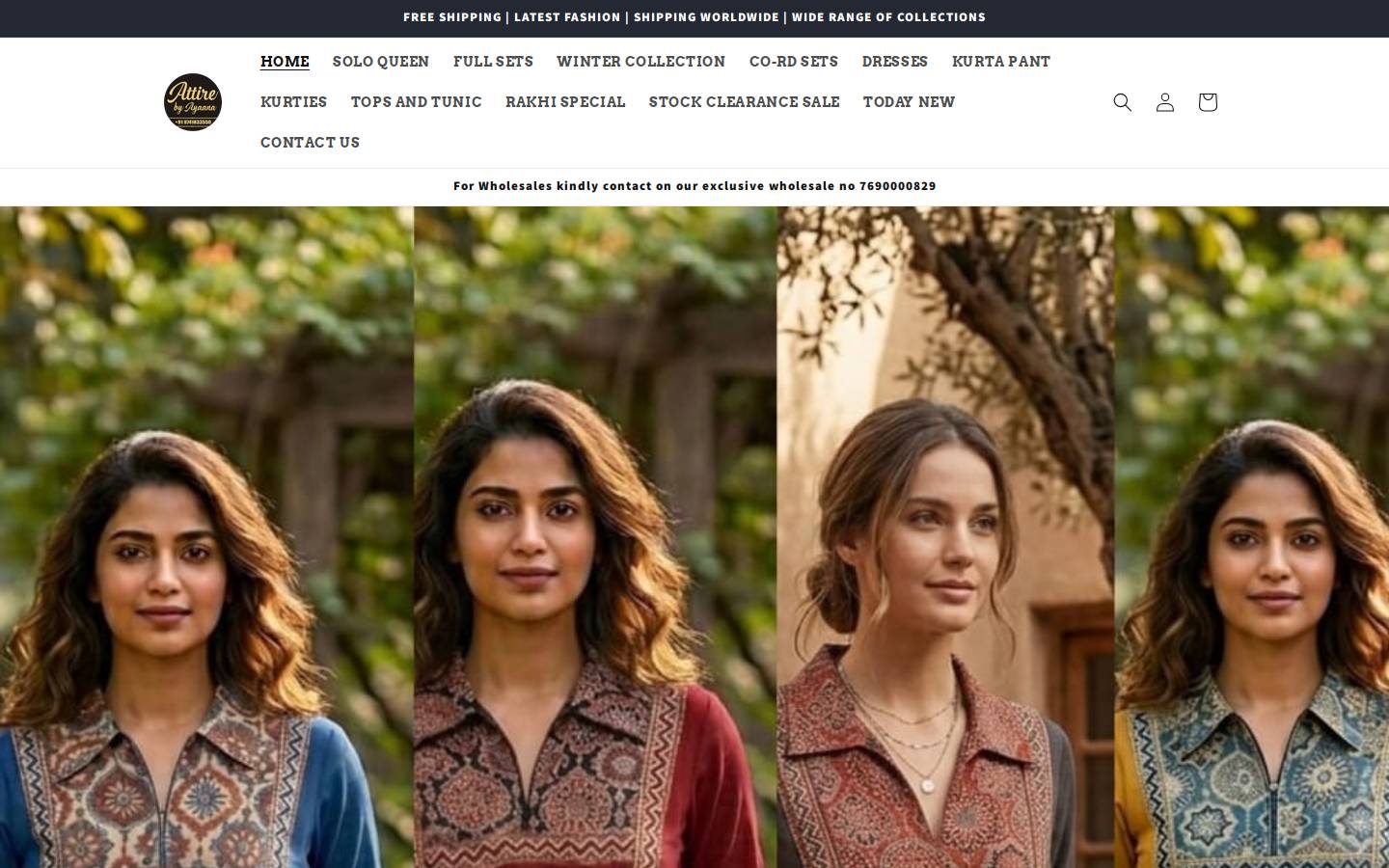 attirebyayaana.com homepage screenshot