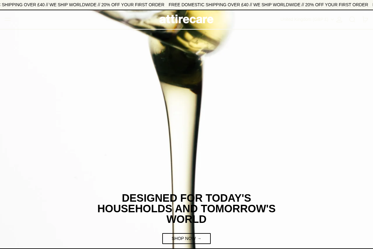 attirecare.com homepage screenshot
