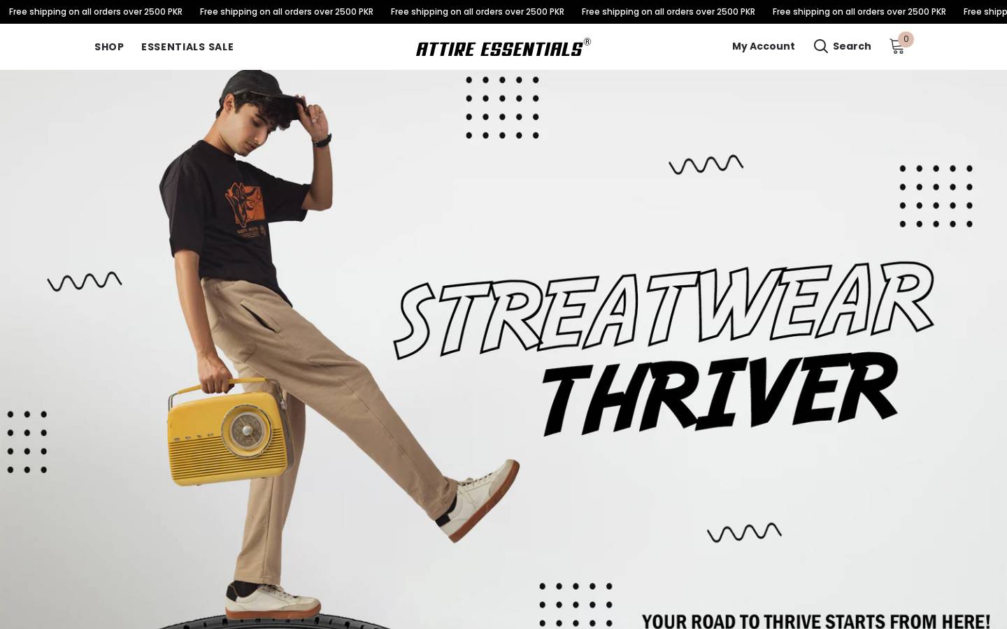 attireessentialspk.com homepage screenshot