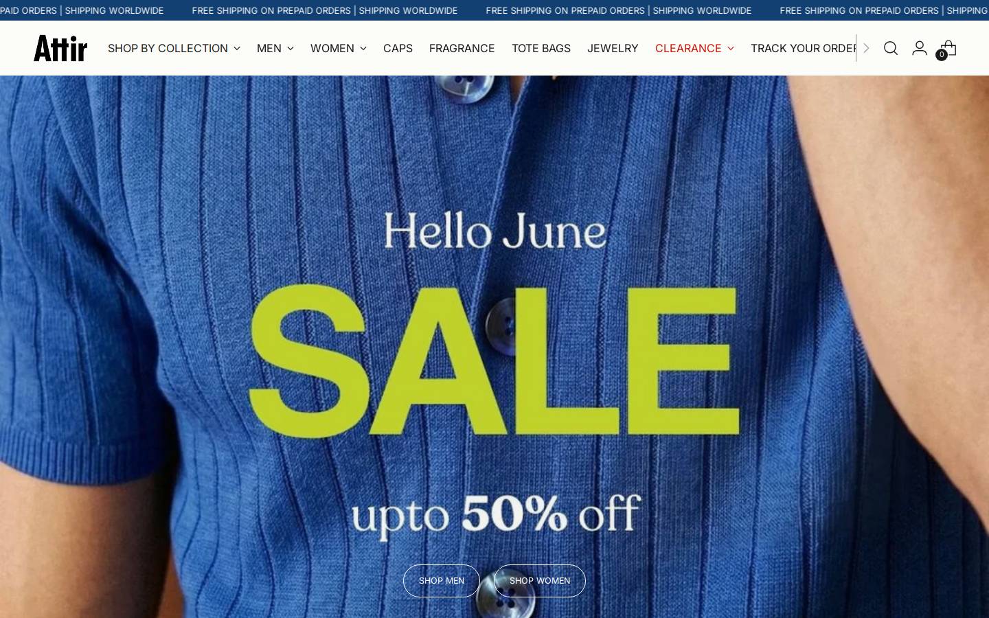 attirstore.com homepage screenshot