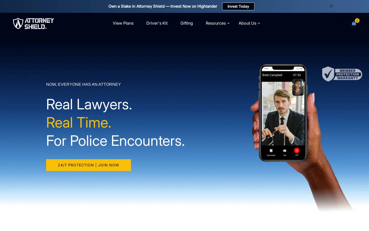 Attorney Shield homepage screenshot