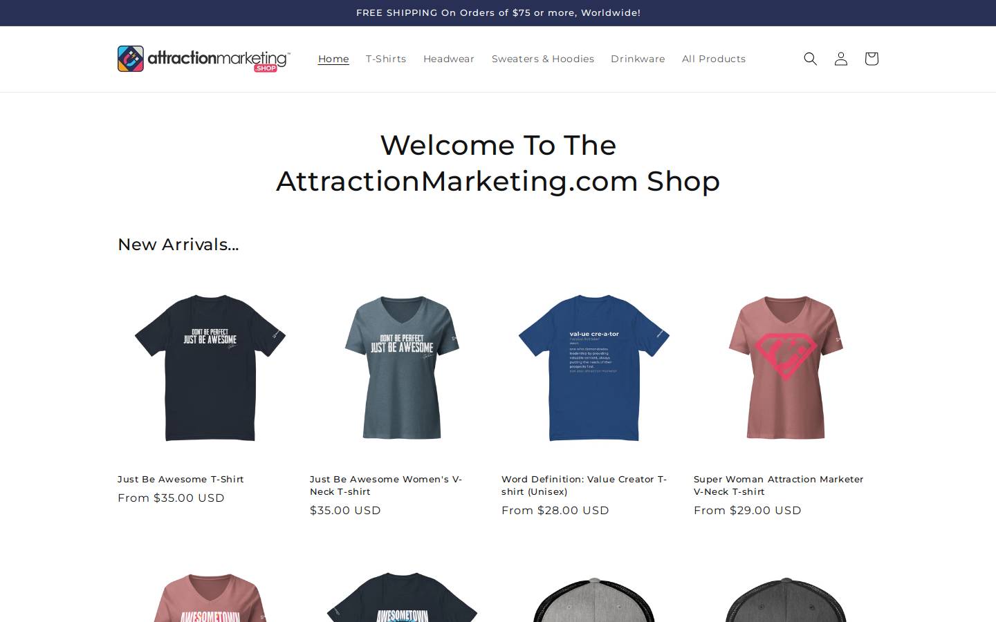 Attraction Marketing homepage screenshot