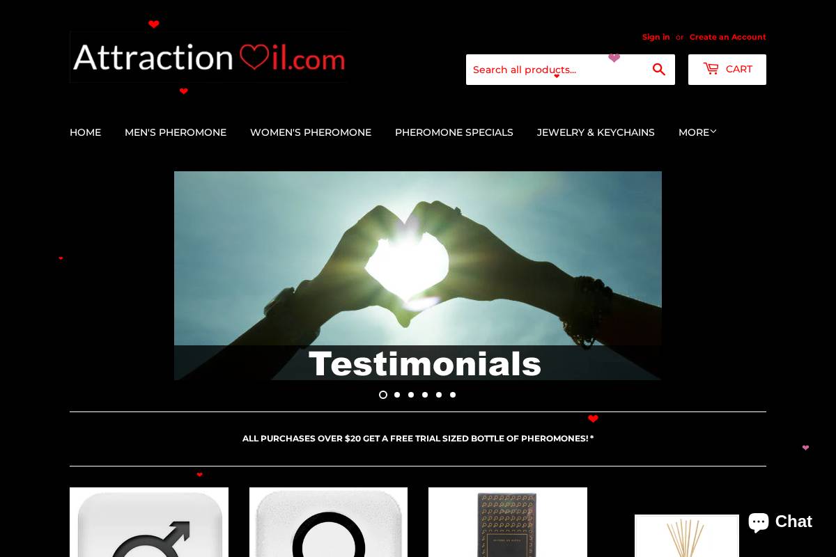 attractionoil.com homepage screenshot