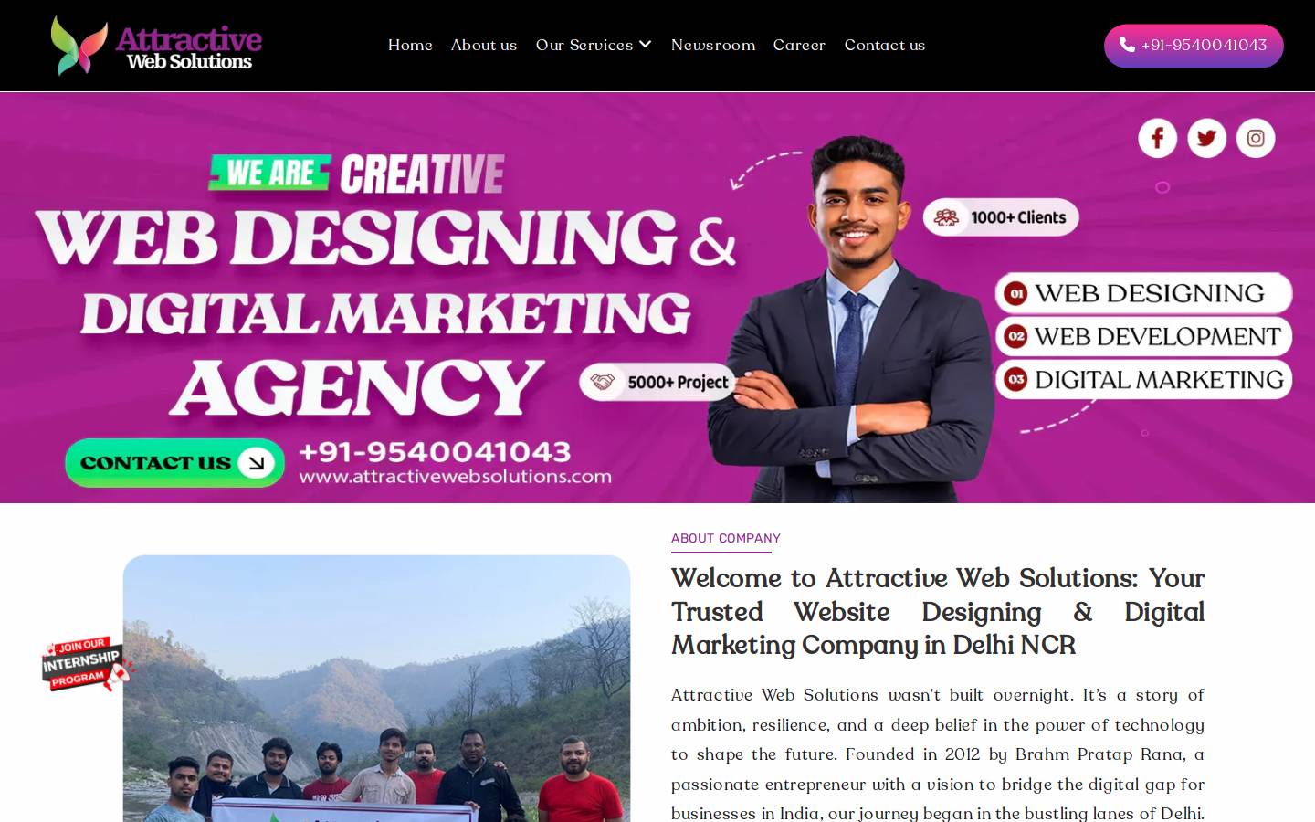 attractivewebsolutions.com homepage screenshot