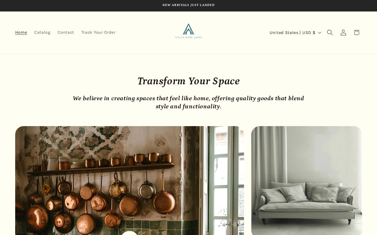 attucohomegoods.com homepage screenshot