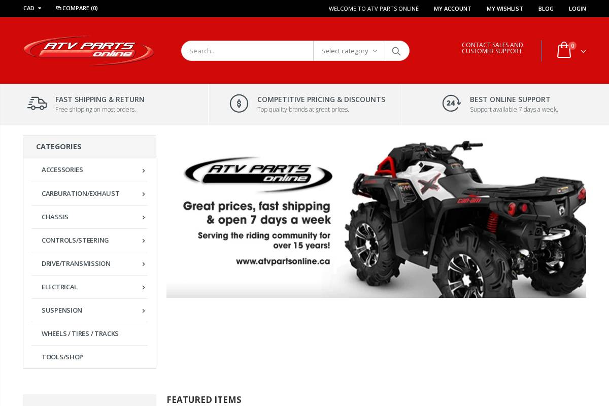 atvpartsonline.ca homepage screenshot