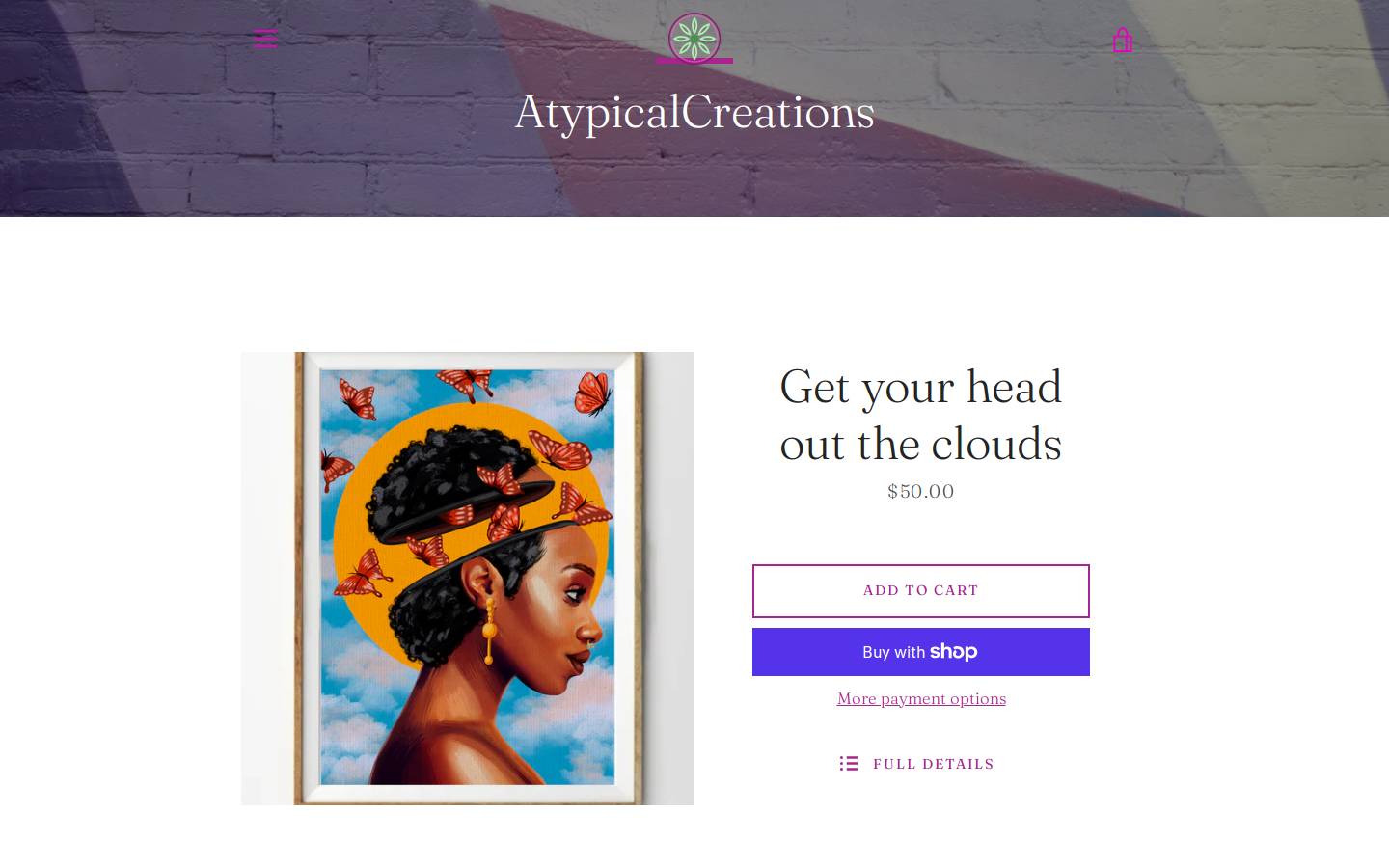 atypicalcreationsart.com homepage screenshot