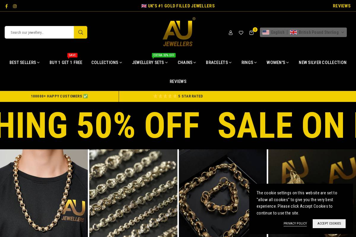 Au Jewellers homepage screenshot