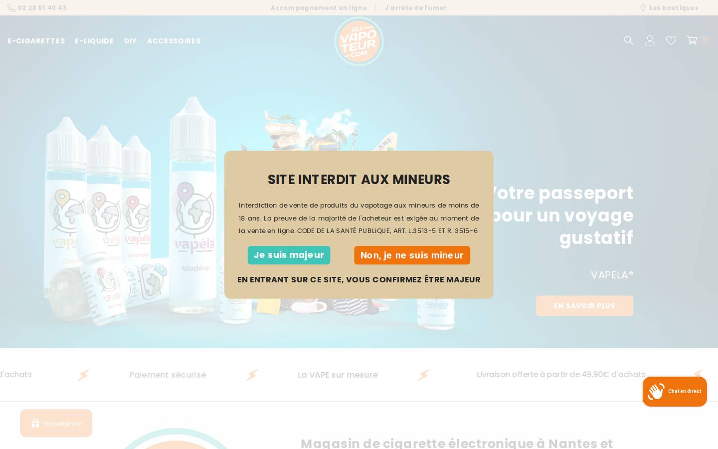 au-vapoteur.com homepage screenshot