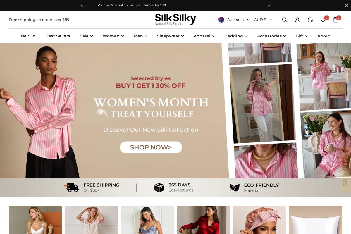 AU-SILKSILKY homepage screenshot