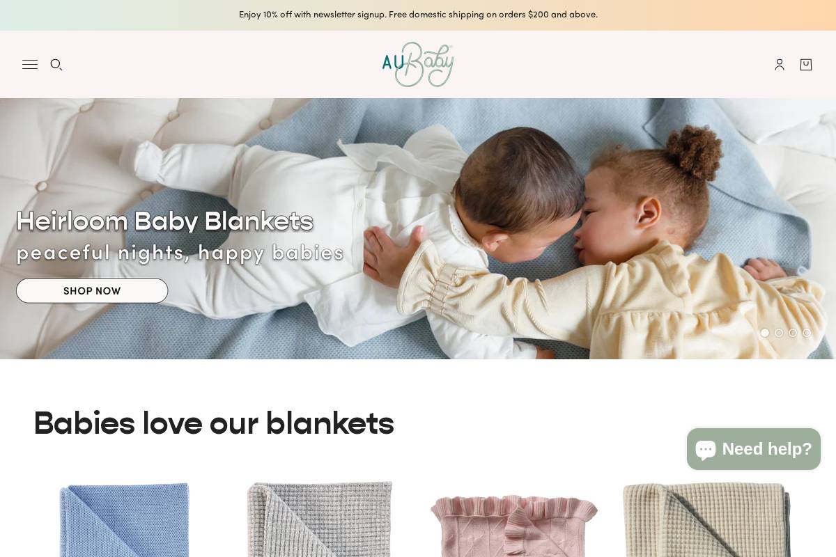 aubabyshop.com homepage screenshot